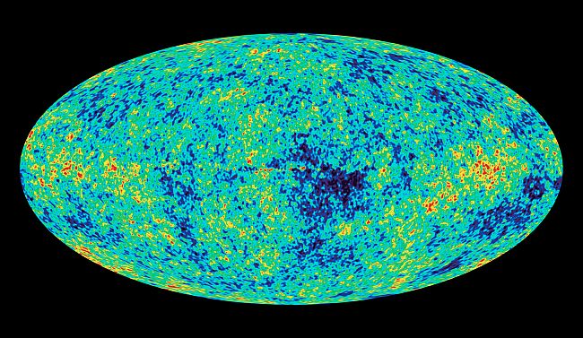 Image showing the distribution of the cosmic microwave background radiation.