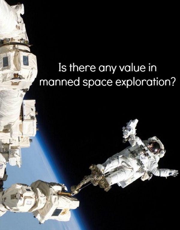 Image of an astronaut in space with the question, is it worth it?