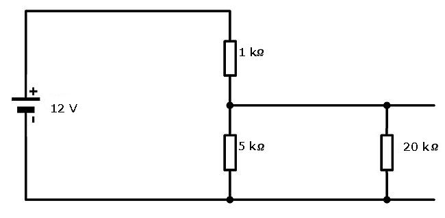 Potential divider circuit with a load across the output