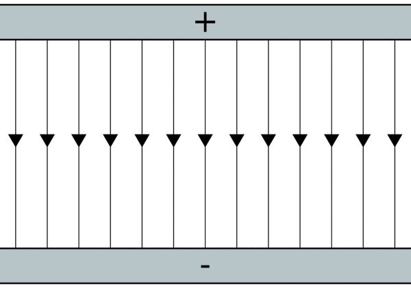 Field lines between parallel plates