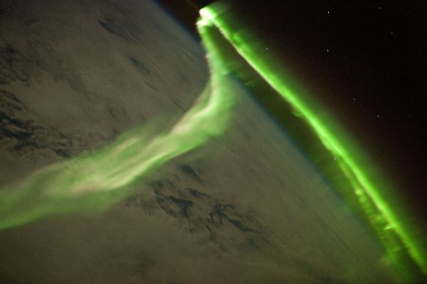 Image of a borealis from space